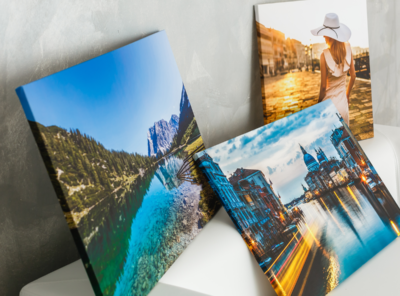 Three examples of custom printed canvas gallery wraps similar to what we can produce at Atlas Wrap Co.