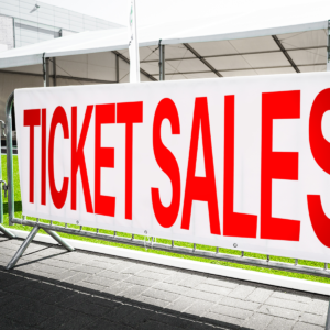 This is an example of a large mesh banner, suitable for outside events in locations that are prone to high winds. Get yours at Atlas Wrap Co. today.