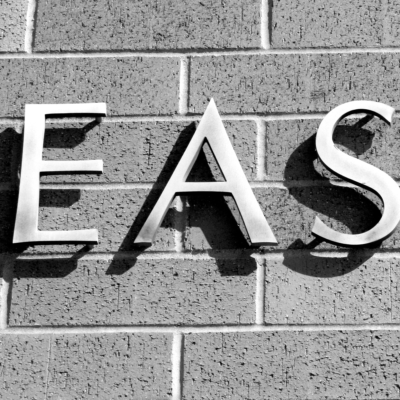 Relief letters with standoff mounts installed by Atlas Wrap Co on a brick wall are an upscale way to brand your business or office.